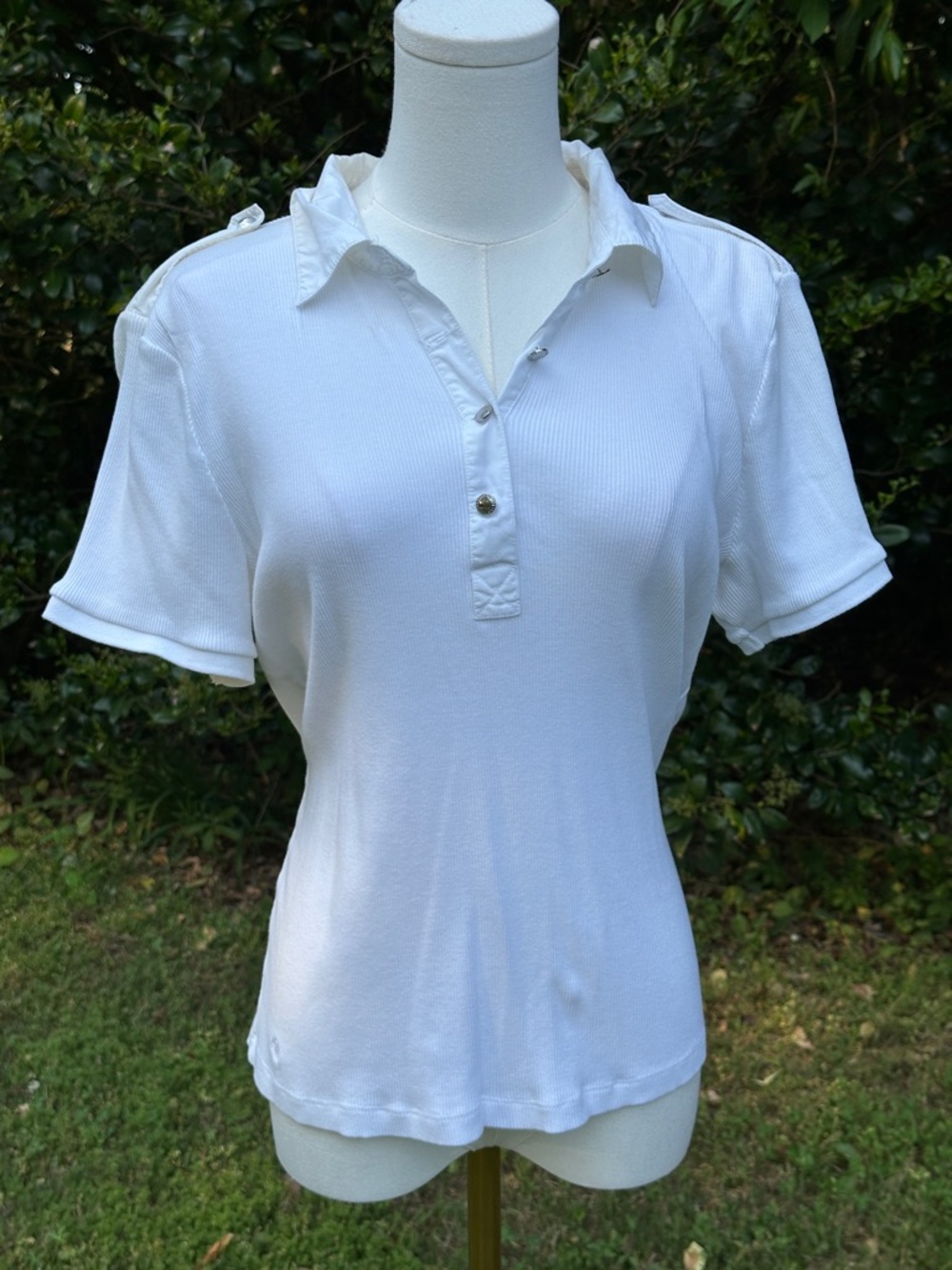 Ralph Lauren White Short-Sleeve Button Polo Shirt Vintage RARE